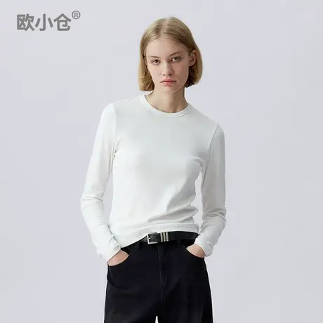 OXC/欧小仓女装柔软罗纹圆领T恤/长袖/纯色基础款打底衫图片