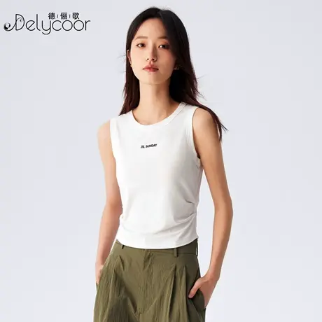 收腰白色小背心女外穿设计感显瘦小吊带修身洋气百搭薄款字母上衣图片