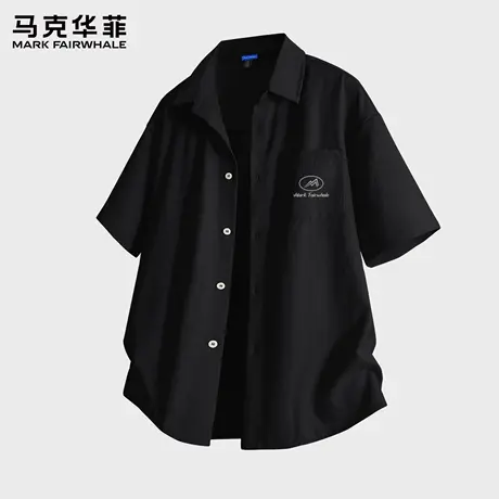 马克华菲日系复古短袖衬衫男2025新款夏情侣款休闲百搭衬衫外套X图片