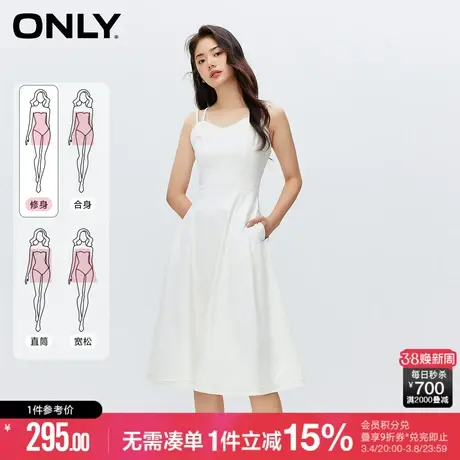 ONLY冬季时尚百搭交叉绑带牛仔吊带连衣裙女|123342014商品大图