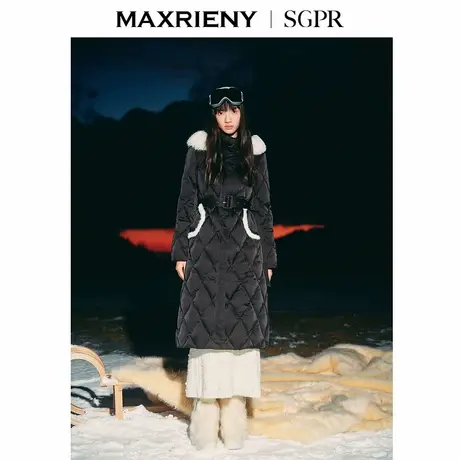 【商场同款】MAXRIENY精致贵雅毛领羽绒服中长款24冬新款保暖外套商品大图