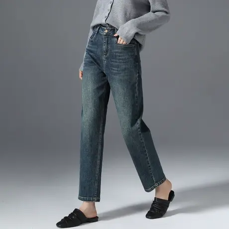 哈伦牛仔裤女2025春秋新款高腰弹力显瘦萝卜裤宽松老爹裤九分裤子商品大图