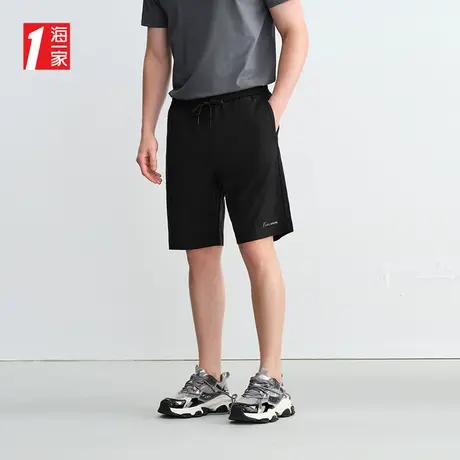 海一家简约抽绳五分裤2025夏季新款时尚有型青年男士休闲中裤图片