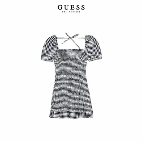 GUESS女士中式大方领泡泡袖收腰显瘦连衣裙-W1GK0YWDV70商品大图