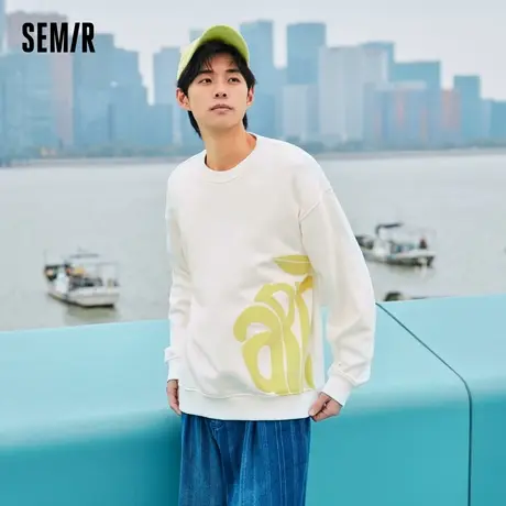 森马卫衣男春季宽松落肩圆领套头上衣时尚潮流个性印花日常休闲风图片