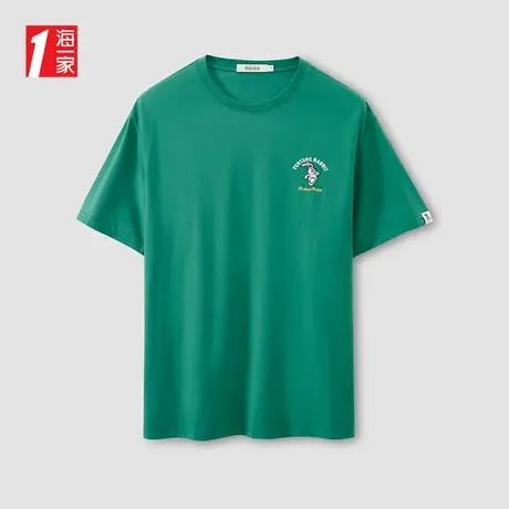 海一家经典圆领短T2025年夏季新款动物印花男士短袖T恤图片