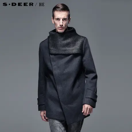【惠】sdeerhe圣迪奥男装冬立领斜襟毛呢大衣H12471740图片