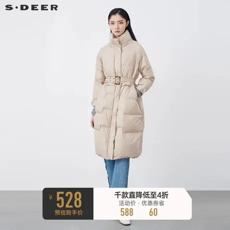 sdeer圣迪奥冬季女气质高领收腰茧型中长款羽绒服S21462490🐛商品大图