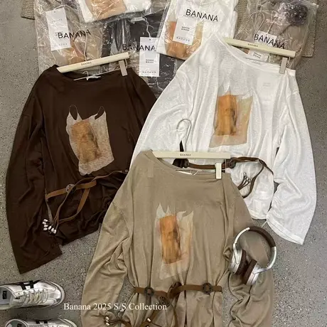 韩国东大门夏季新款时尚洋气斜肩长袖T恤女宽松慵懒风ins防晒罩衫商品大图