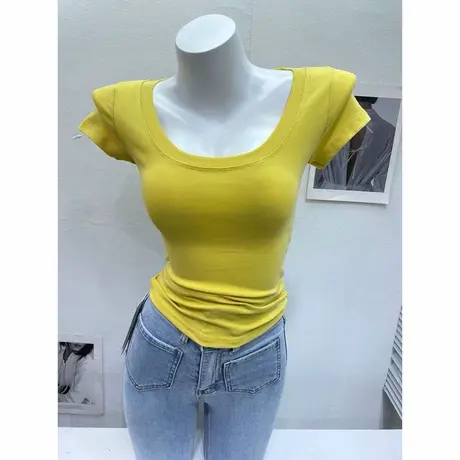CHAO好穿~修身百搭圆领短袖T恤女色显胸棉体恤打底衫上衣春夏商品大图