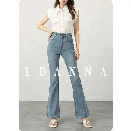 2025新款春夏薄款高腰微喇牛仔裤女弹力显瘦裤子烟管喇叭裤马蹄裤商品大图