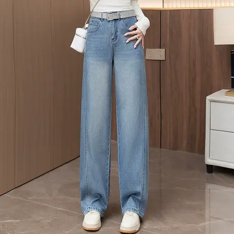 轻薄天丝阔腿牛仔裤女夏季2025新款高腰显瘦百搭直筒长裤休闲裤子商品大图