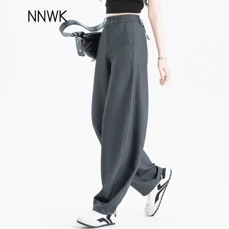 高级感灰色西装裤子女2025新款夏季薄款宽松休闲裤垂感女裤雪纺裤商品大图