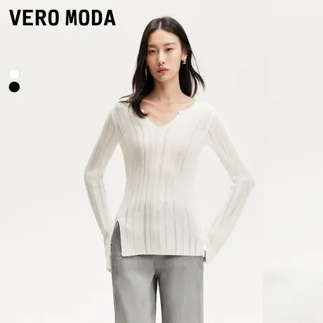 Vero Moda奥莱针织衫女2025春秋新款修身慵懒风镂空设计小众上衣商品大图