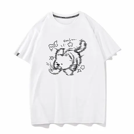 秀洛掉毛狗狗短袖t恤女纯棉宽松可爱上衣夏季小个子半袖体恤衣服图片