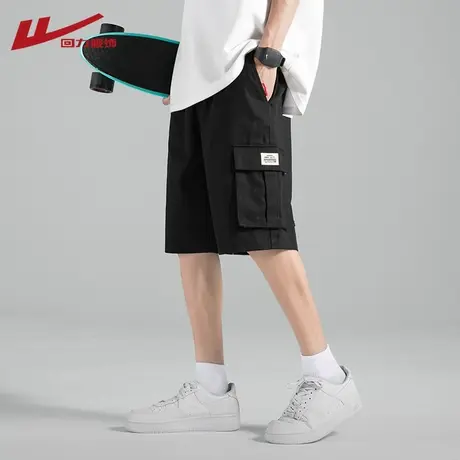 回力夏季薄款工装短裤男士冰丝速干外穿宽松运动休闲沙滩五分裤子商品大图