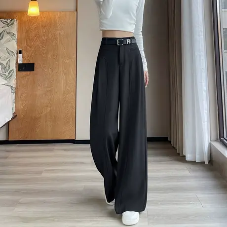 黑色西装阔腿裤女春夏2025新款超显瘦高腰小众设计垂感直筒拖地裤商品大图