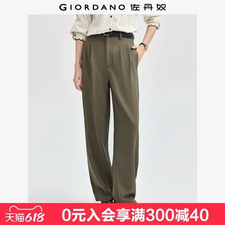 佐丹奴裤子女压褶通勤女裤廓形直筒裤中腰休闲宽松西裤女13414179商品大图