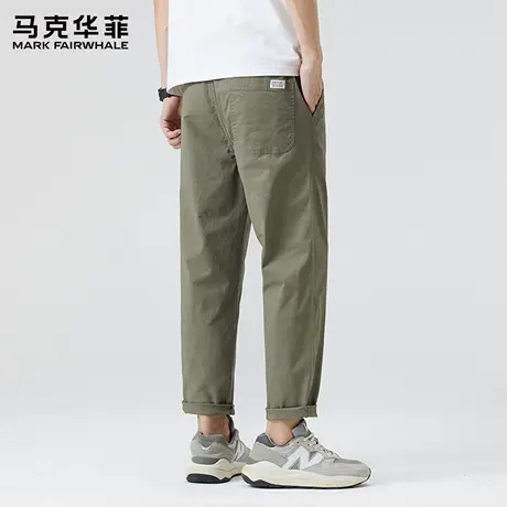 马克华菲休闲裤男夏季薄款2025新款青少年宽松紧腰直筒九分裤子X商品大图