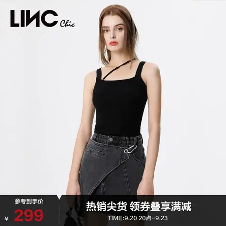 LINCCHIC金羽杰半身裙炭灰色机能感洗水a字裙牛仔短裙女S222DK617图片