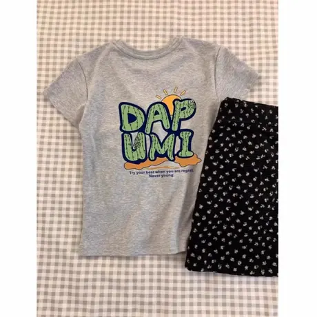 2025年夏季超好看美式复古小众别致字母印花正肩短袖t恤短款上衣商品大图