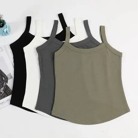 一体式吊带背心女夏新款纯欲辣妹修身显瘦打底百搭短款美背上衣商品大图