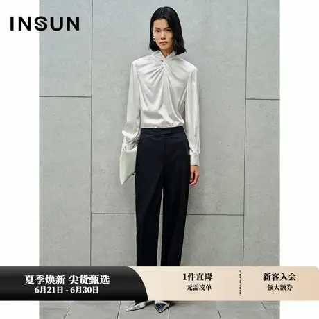 INSUN恩裳秋季扭结设计感28MM真丝衬衫商品大图
