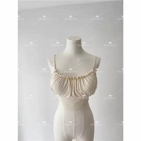 现货 韩国东大门吊带方领收腰木耳边甜美少女范背心图片