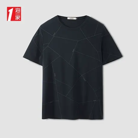 海一家经典圆领短T2025年夏季新款几何印花男士短袖T恤图片