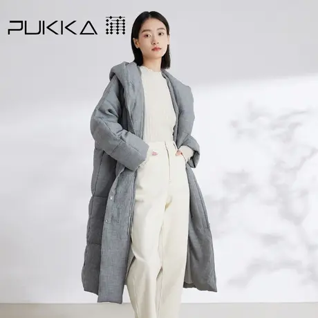 蒲PUKKA 长款鸭绒服定制肌理软糯连帽宽松羽绒服女23年新保暖外套图片