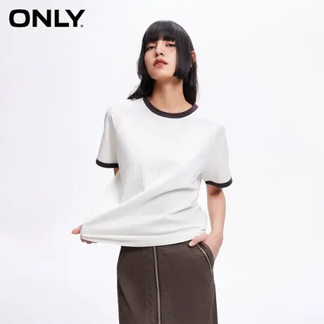 ONLY奥莱夏季时尚潮流字母宽松拼色短款短袖T恤女商品大图