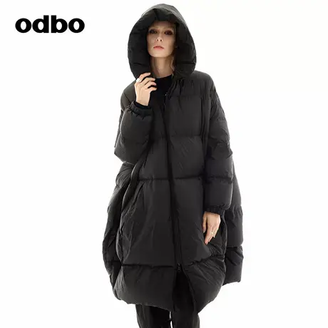odbo/欧迪比欧时尚设计感中长款外套女2024年秋季新款鹅绒羽绒服商品大图
