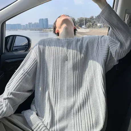 回力纹理感长袖t恤男款春秋季美式潮牌宽松休闲内搭打底衫上衣服商品大图