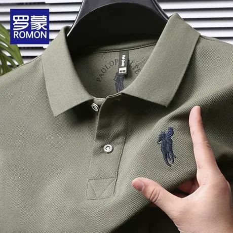 罗蒙男士短袖polo衫夏季薄款宽松冰丝2025新款商务休闲半袖上衣男图片