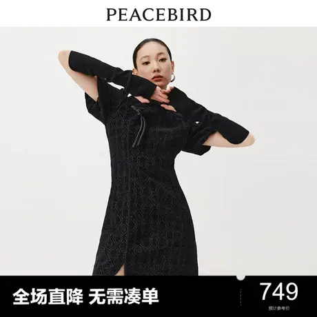 【商场同款】太平鸟女装2024春季提花新中式连衣裙A1FAD4708商品大图