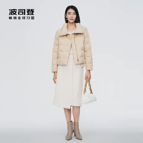 波司登鹅绒女翻领时尚简约短缎面面料防风羽绒服奥莱图片