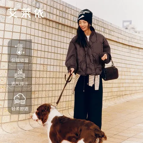 艾莱依2025春秋新款轻薄羽绒服女士拼接设计短款百搭通勤休闲外套图片