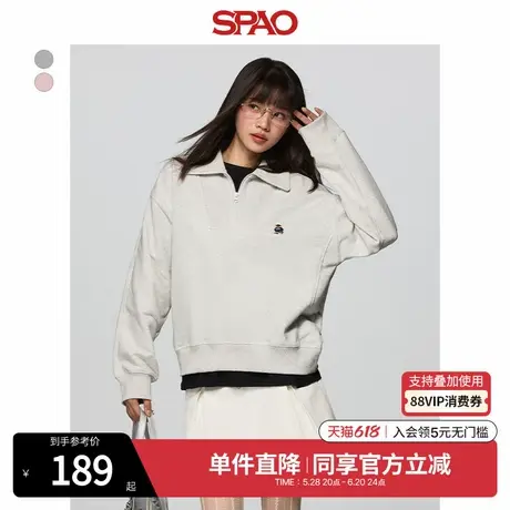 SPAO韩国同款2025年春季新品女士小熊Woodie翻领卫衣SPMWF23G70商品大图