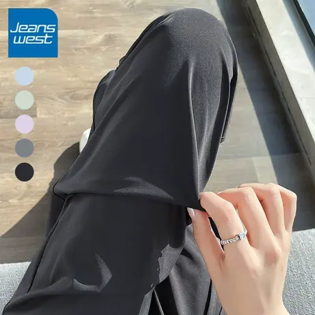 KV真维斯黑色冰丝裤女2025新款夏季冰丝凉感宽松休闲直筒防晒裤子商品大图