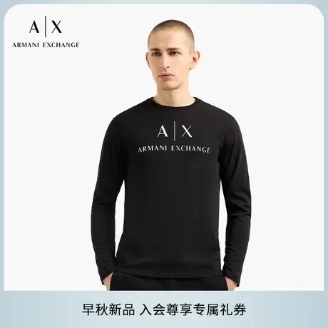 ARMANI EXCHANGE/阿玛尼2025早秋新款男士全棉圆领正肩长袖T恤商品大图