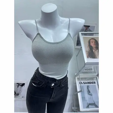 自留款~WAN搭气质美背显胸大吊带小背心女短款纯欲辣妹打底上衣夏图片