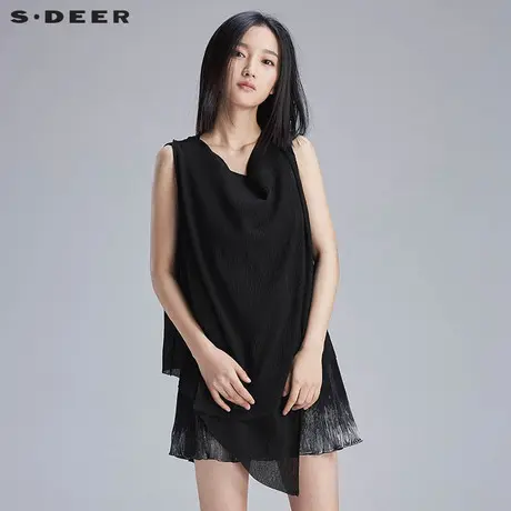sdeer圣迪奥女设计感清透肌理无袖上衣S16281608图片
