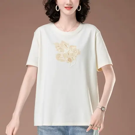 短袖t恤女夏季新款加大码女装宽松中年妈妈洋气百搭休闲半袖体恤图片