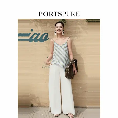 【张张同款】宝姿PORTSPURE女装2025夏季新品淡人松弛醋酸阔腿裤商品大图