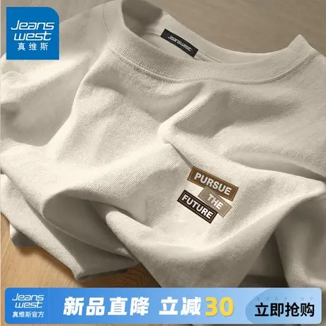 GV真维斯纯棉短袖男款夏季2025新款宽松百搭休闲t恤男士圆领半袖C商品大图