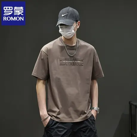 罗蒙2025潮流时尚字母T恤夏季圆领薄款冰丝百搭短袖男士上衣潮N1Z图片