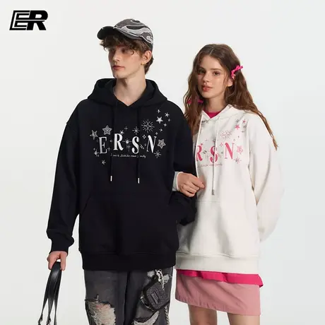 ER星空镶钻重磅卫衣男秋季潮牌美式高街oversize学生情侣外套女商品大图