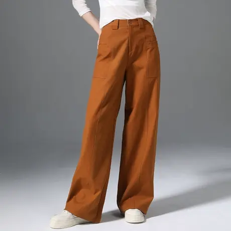 南瓜色天丝阔腿裤女2025新款春夏高腰香蕉镰刀裤拖地休闲裤直筒裤商品大图