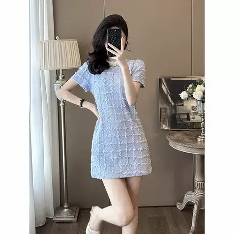 爵莱菲大码夏季短袖法式气质甜美裙子时尚御姐减龄小香风连衣裙女商品大图