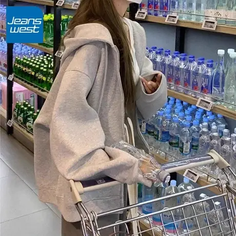 KV真维斯卫衣女2025新款春秋季宽松慵懒时尚休闲百搭女士开衫外套商品大图